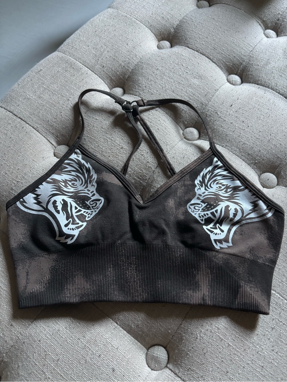 Darc Sport Brown Graphic Strappy Sports Bra